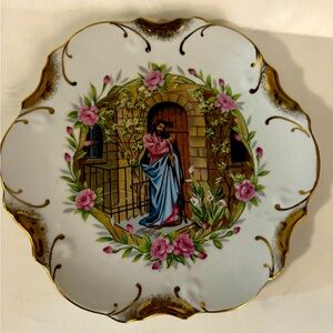 Vintage “Christ Knocking” Religious Hanging Decorative 18K Gold Trim Plate 8”